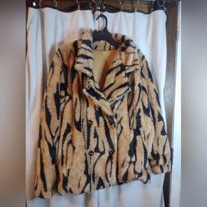 Zebra Print Faux Fur Soft Jacket